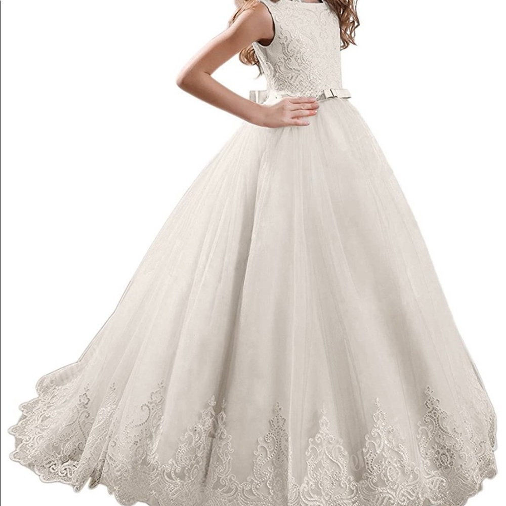 Flower Girl/ Communion Ivory Lace Dress